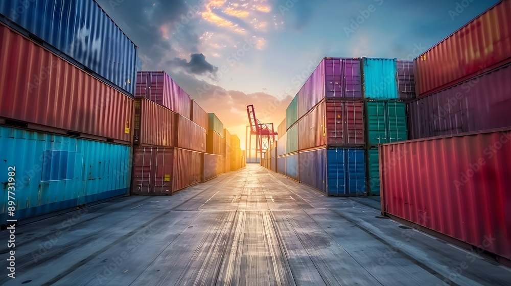 custom made wallpaper toronto digitalContainers Yard Cargo Shipping Import Export in Harbor Port Logistics Industry.International Products Distribution Center Transport Freight Business Background.