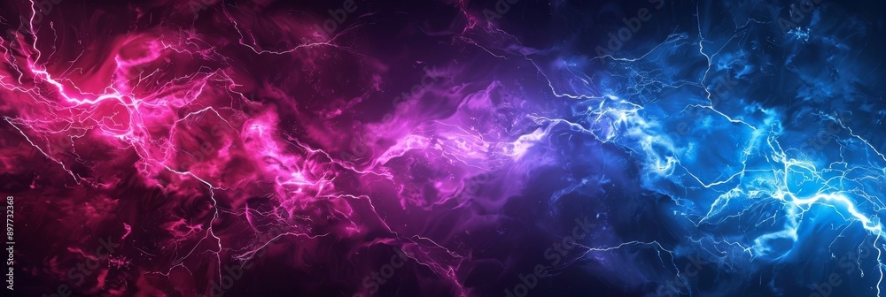 The composition is visually dynamic, with neon lightning and electric energy lines creating a striking image The composition is visually dynamic, with neon lightning and electric energy lines creating a striking image
