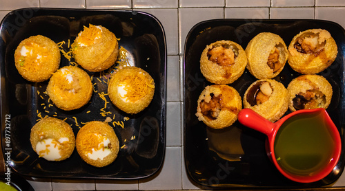 Pani puri, crispy balls (golgappa means 