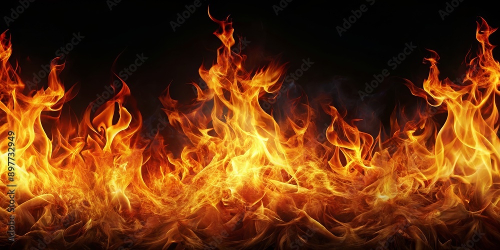Abstract fire flames glowing brightly on a black background, fire, flames, abstract, light, heat, inferno, glowing, hot, energy Abstract fire flames glowing brightly on a black background, fire, flames, abstract, light, heat, inferno, glowing, hot, energy