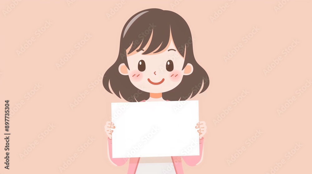 Cute person with blank card. Cute person with blank card.