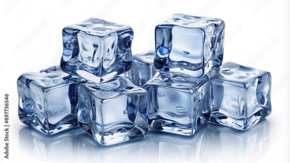 Set of ice cubes, isolated on white Set of ice cubes, isolated on white