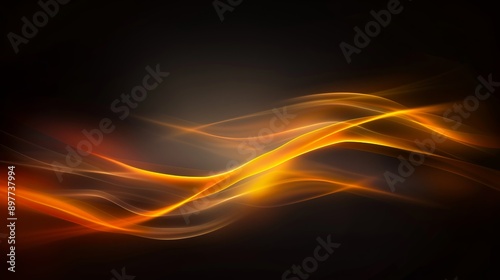 Wallpaper Mural Abstract orange and yellow waves are flowing on a black background, creating a sense of motion and energy Torontodigital.ca