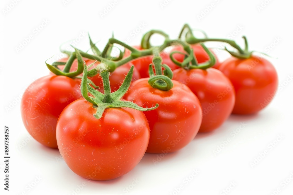Vivid red tomatoes isolated on white background for striking and captivating photography Vivid red tomatoes isolated on white background for striking and captivating photography