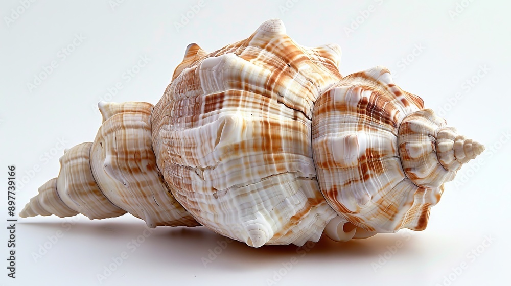A beautiful seashell on a plain white background A beautiful seashell on a plain white background
