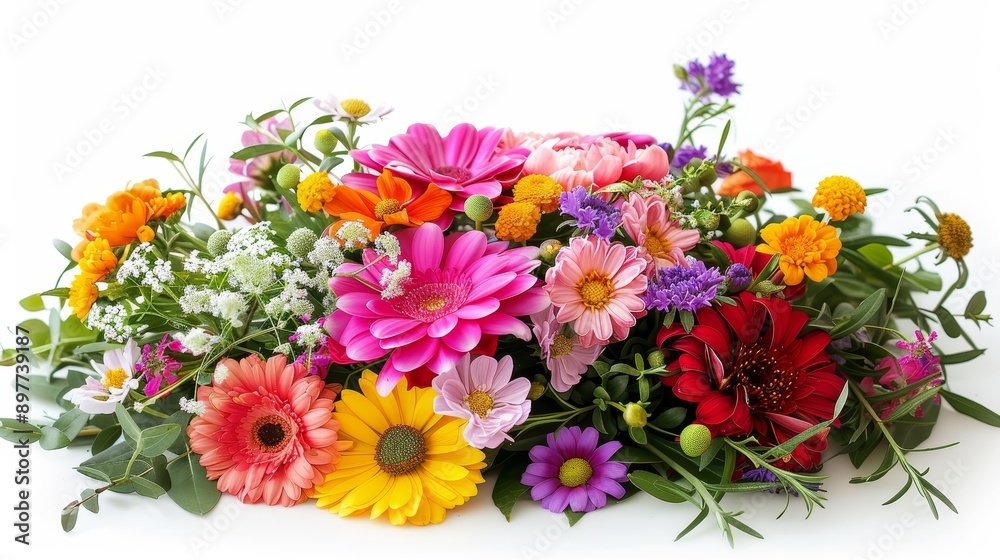 A bouquet of colorful flowers on a isolated background A bouquet of colorful flowers on a isolated background