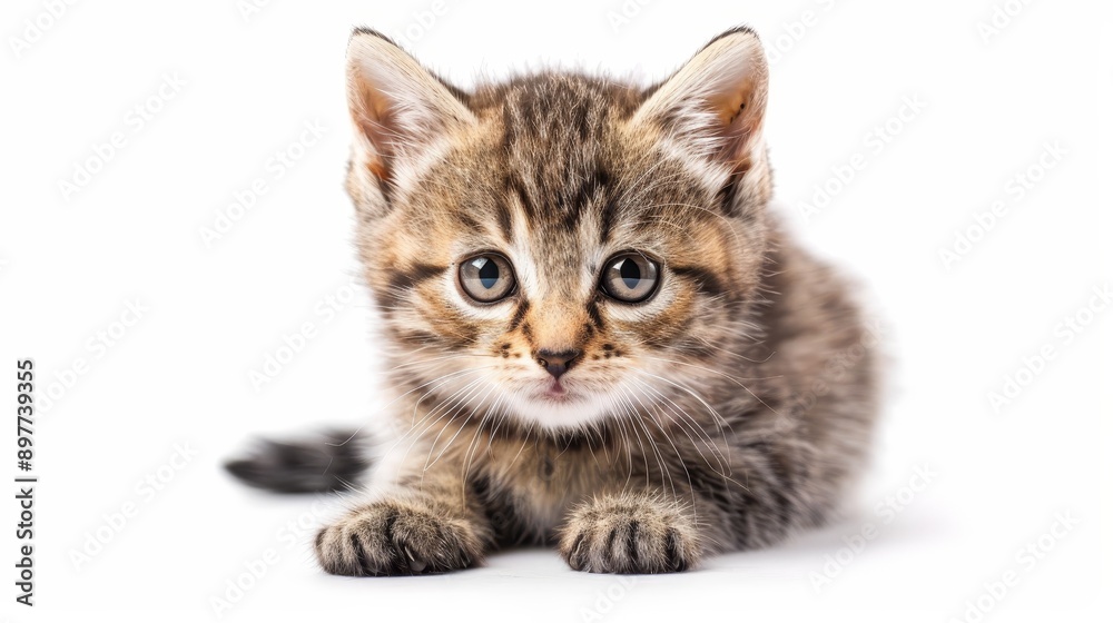 A cute kitten sitting on an isolated background A cute kitten sitting on an isolated background