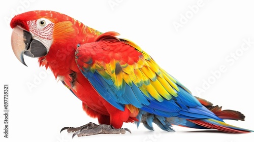 A colorful parrot on a white background