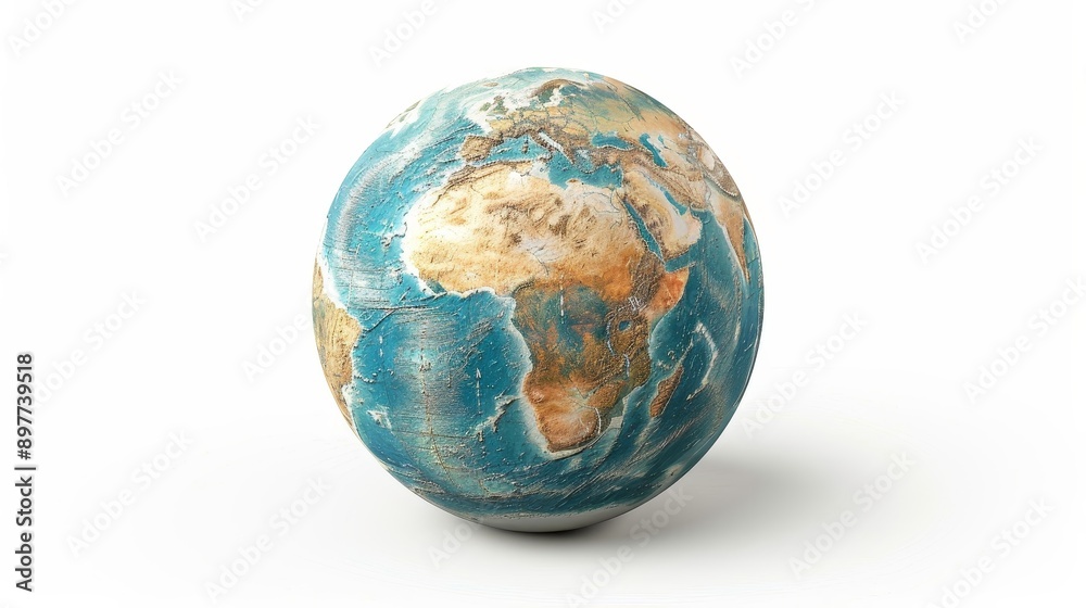Fototapeta premium A detailed globe on a plain white background