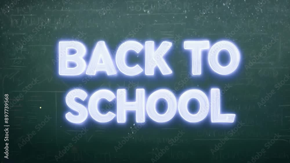 Neon lights spell out back to school on a chalkboard, emerging among sparkles. Perfect for educational themes and school promotions Neon lights spell out back to school on a chalkboard, emerging among sparkles. Perfect for educational themes and school promotions