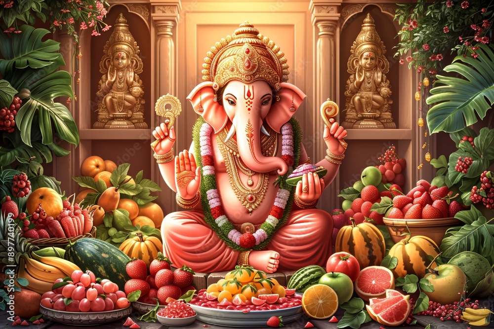 Prasad to elephant headed god Lord Ganesha on chaturthi with Pooja ...