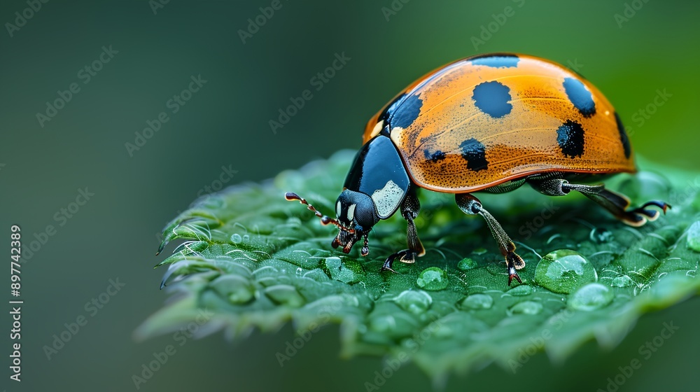 Fototapeta premium a close up of a beetle on a leaf