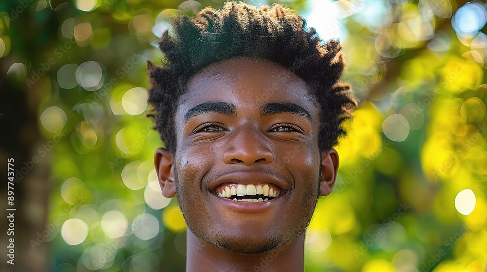 Young, man and portrait of a male laughing in a park for peace, contentment and vitality. Happy, smiling Young, man and portrait of a male laughing in a park for peace, contentment and vitality. Happy, smiling
