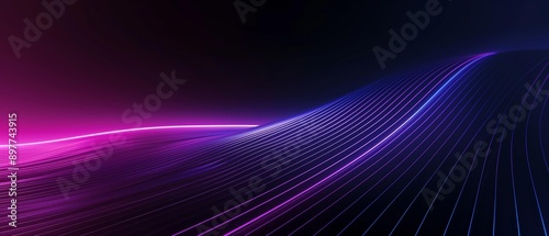 An abstract image featuring dynamic lines in purple and blue hues against a dark gradient background, creating a futuristic and sleek visual.