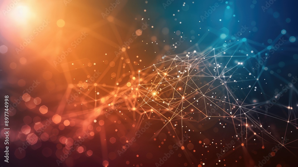 © buraratn - Abstract technology background with interconnected lines and data streams, highlighting network communication.