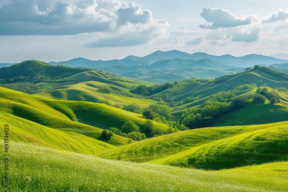 panoramic view of rolling hills in the countryside panoramic view of rolling hills in the countryside