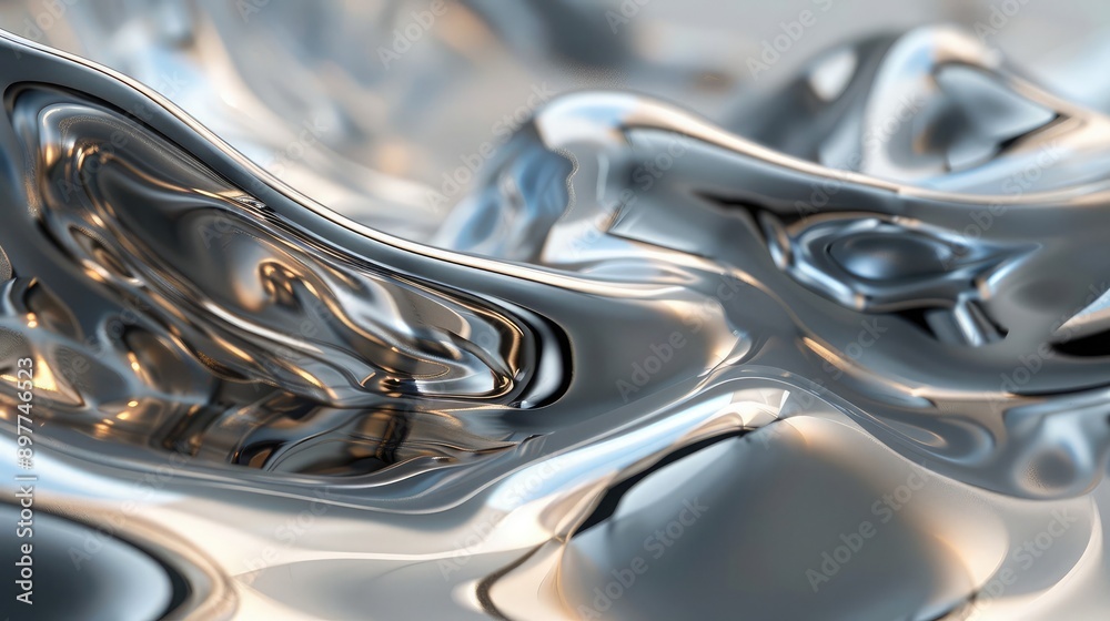 Abstract 3D waves with a metallic sheen, creating a sense of fluidity and movement. Abstract 3D waves with a metallic sheen, creating a sense of fluidity and movement.