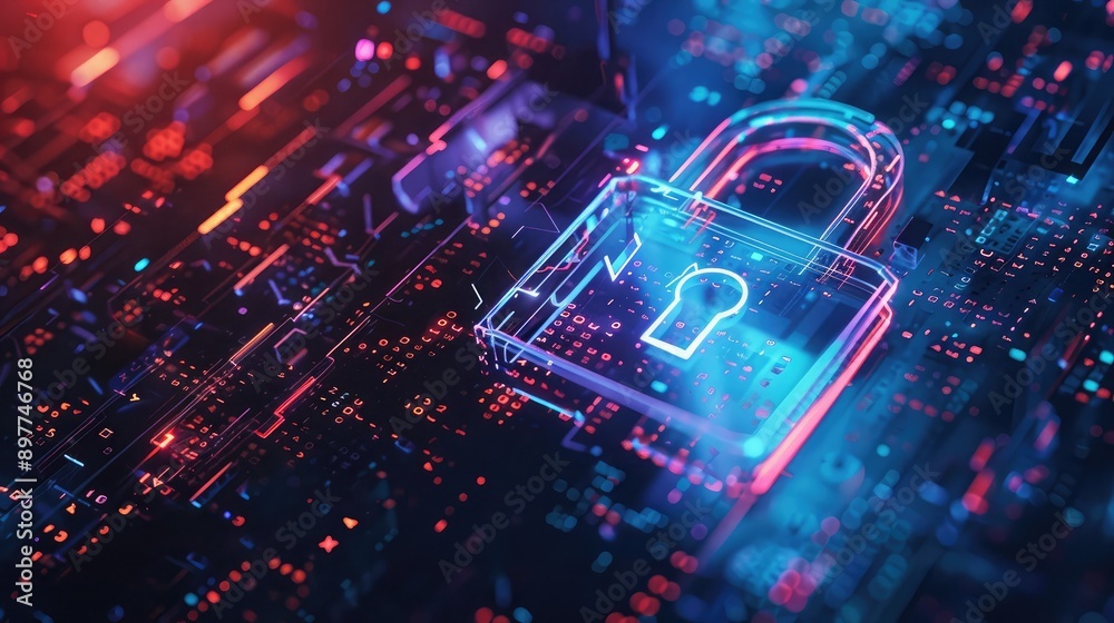 Abstract digital background with a padlock icon, symbolizing secure network technology and data protection. Abstract digital background with a padlock icon, symbolizing secure network technology and data protection.