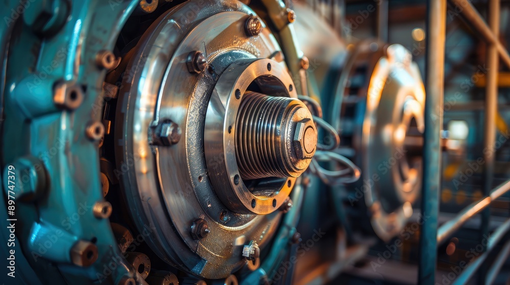 A powerful electric motor, illustrating technological power in machinery. A powerful electric motor, illustrating technological power in machinery.
