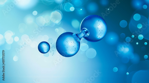 hydrogen molecules with blue background photo