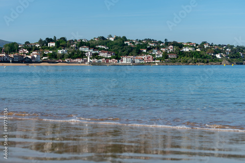 White houses and villas of Cibourne on Basque coast, famous resort, known for beautiful architecture, nature and cuisine, South of France, Basque Country