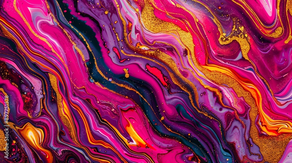 Mesmerizing abstract fluid art painting with vibrant pink, purple, and gold tones, featuring swirling patterns and shimmering highlights Mesmerizing abstract fluid art painting with vibrant pink, purple, and gold tones, featuring swirling patterns and shimmering highlights