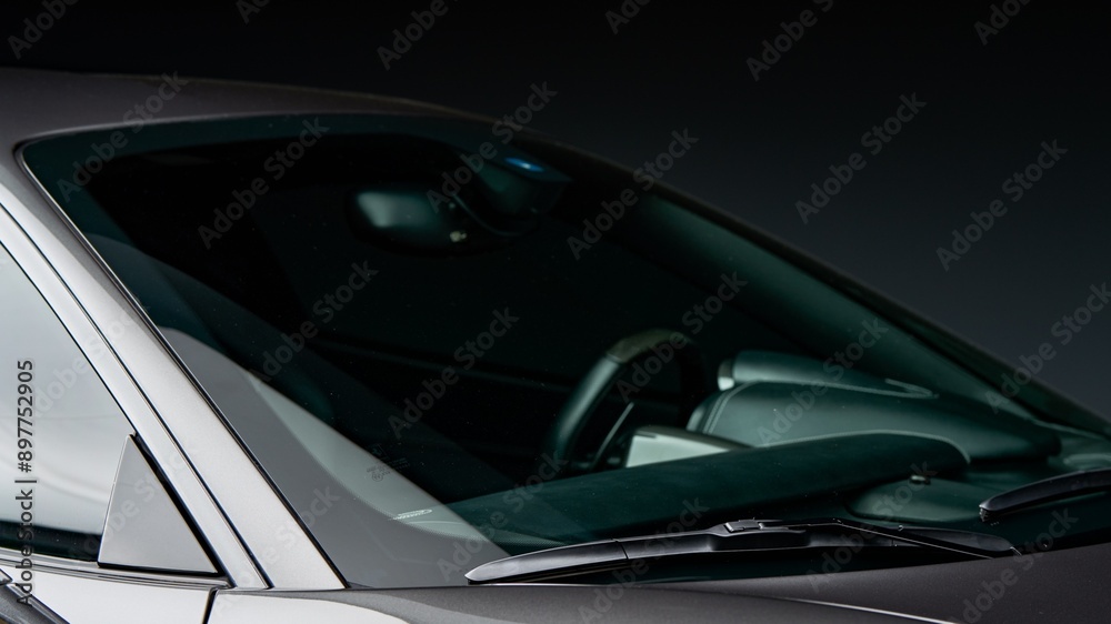 Windshield of a grey car Windshield of a grey car