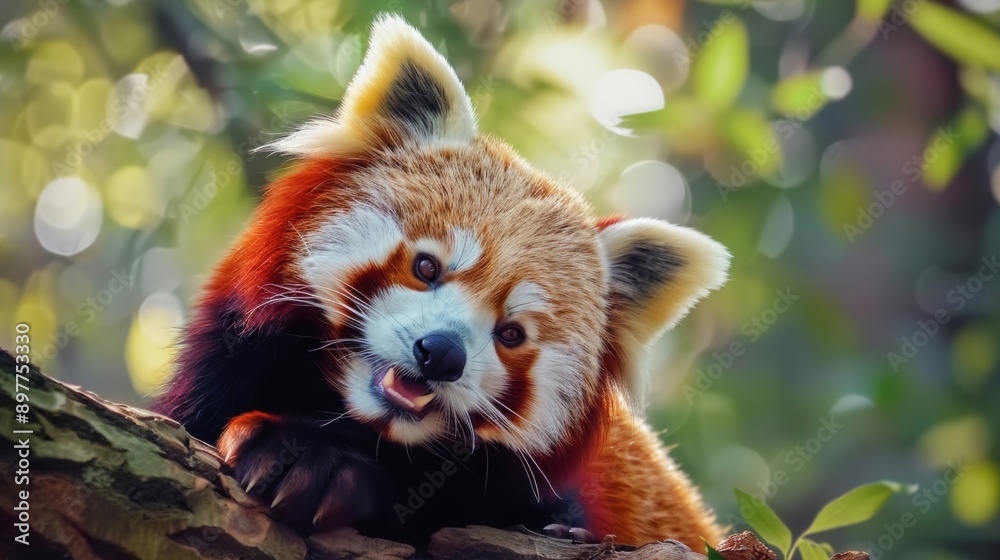 Fototapeta premium Red panda. Ailurus Fulgens. International Red Panda Day.
