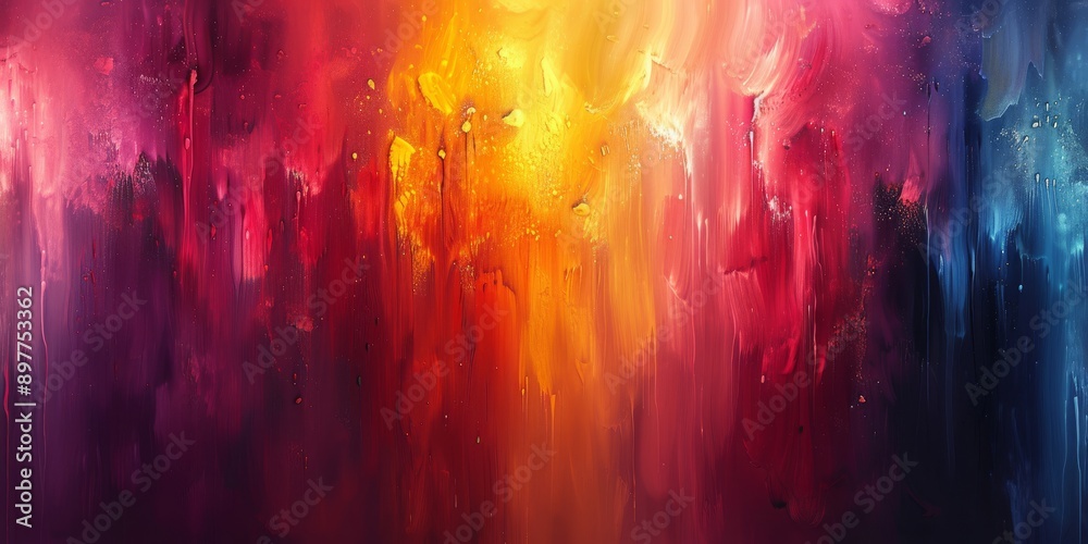 The abstract painting showcases a harmonious mix of warm and cool colors, creating a dreamy and captivating artwork The abstract painting showcases a harmonious mix of warm and cool colors, creating a dreamy and captivating artwork