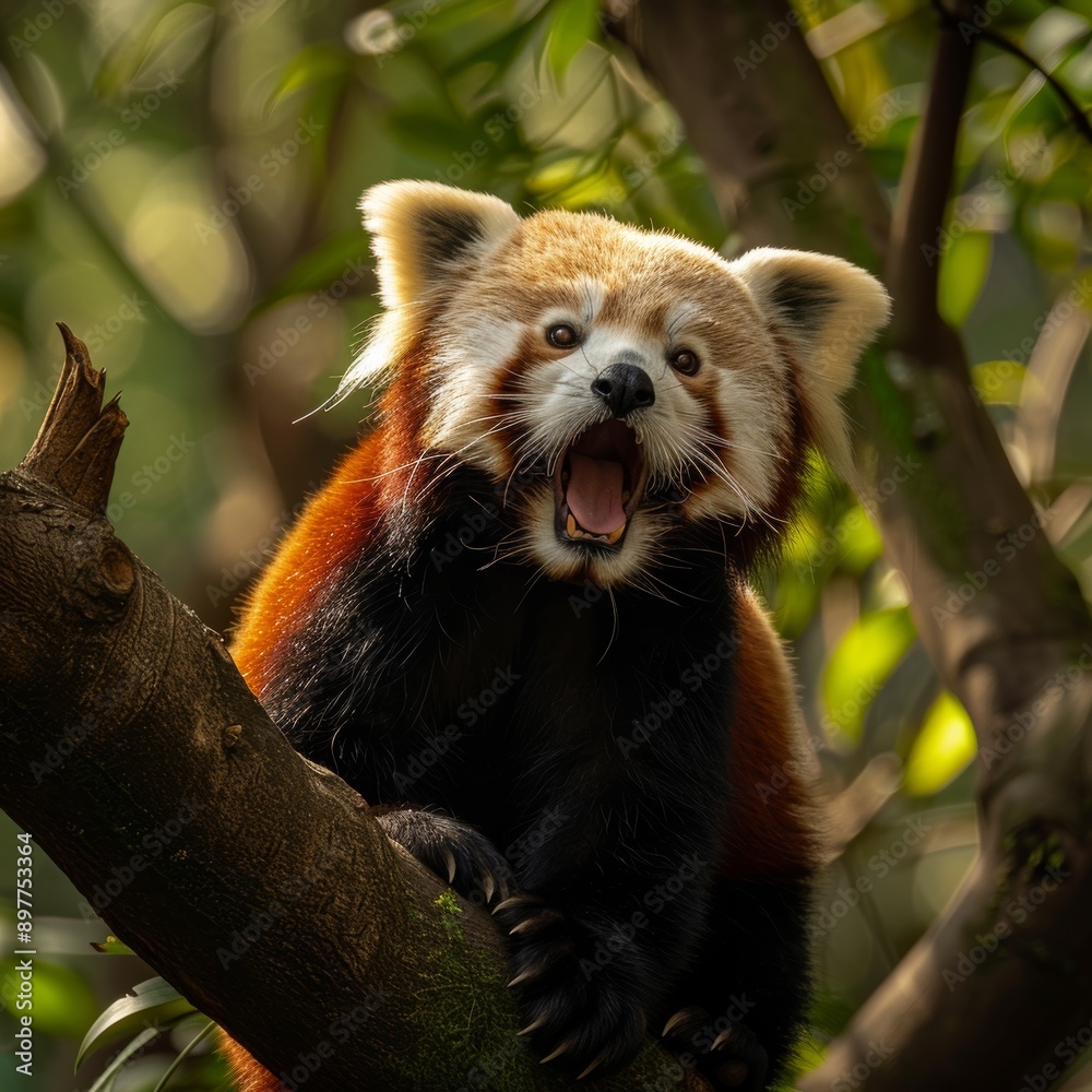 Obraz premium Red panda. Ailurus Fulgens. International Red Panda Day.