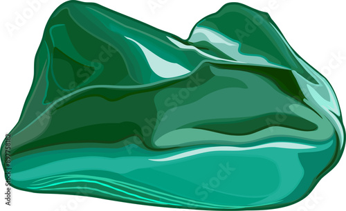 Natural untreated malachite gem. 
Vector illustration of green malachite ornamental stone with rich color and shine. Malachite, with its exquisite green hues and mesmerizing patterns, is coveted piece