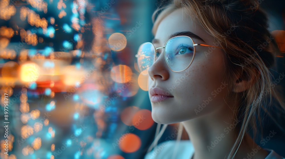 Virtual assistant, Support from a virtual assistant using artificial intelligence, young beautiful woman with digital glitches Virtual assistant, Support from a virtual assistant using artificial intelligence, young beautiful woman with digital glitches