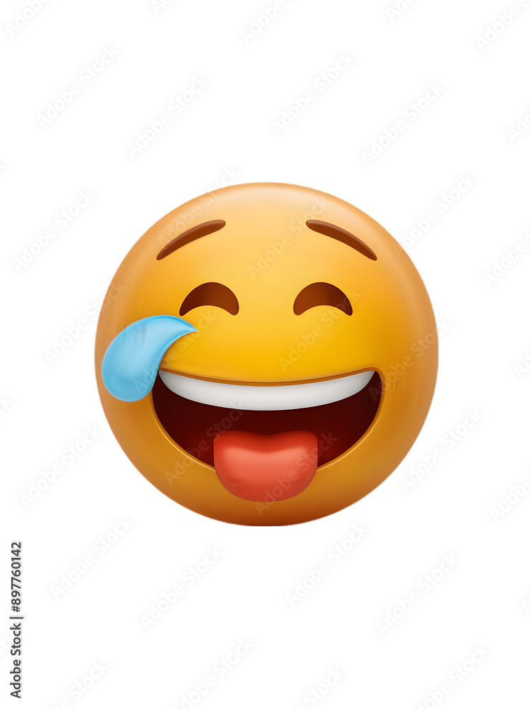 Fototapeta premium Yellow 3D smiley face icon, cheerful cartoon ball with happy expression