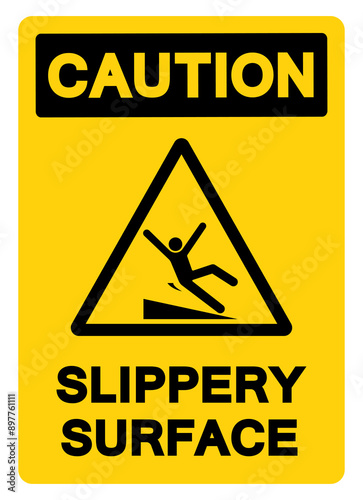 Caution Slippery Surface Symbol Sign,Vector Illustration, Isolate On White Background Label. EPS10