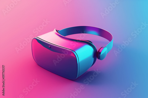 Colorful virtual reality headset on a gradient background, representing immersive technology. 