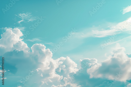 Fantastic soft white clouds against blue sky background, soft fo