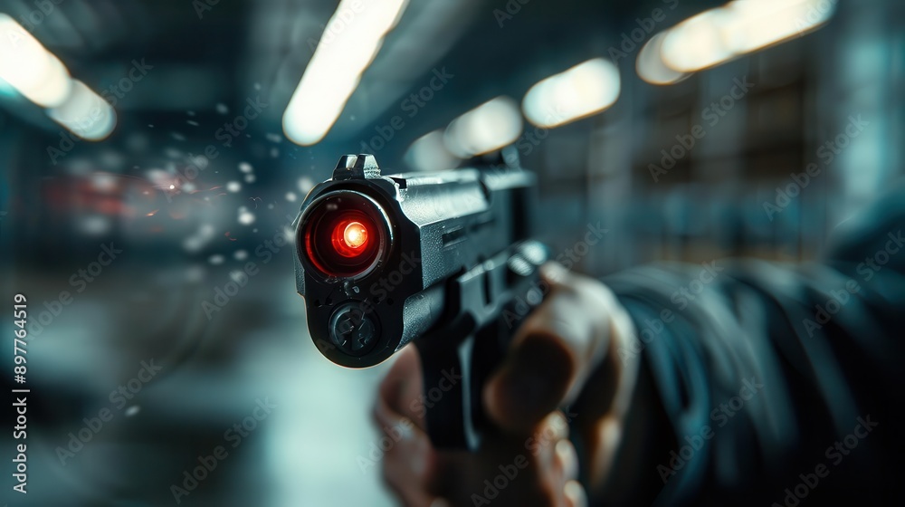 Design an image of a police officer in a training scenario, practicing gun safety and aiming from behind a barrier Design an image of a police officer in a training scenario, practicing gun safety and aiming from behind a barrier