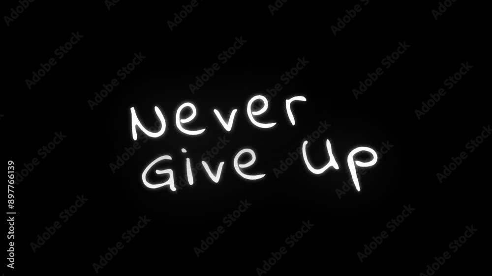 Never Give Up text motion animation with dynamic effects on a black background for banner display. Features a seamless looping concept. Never Give Up text motion animation with dynamic effects on a black background for banner display. Features a seamless looping concept.