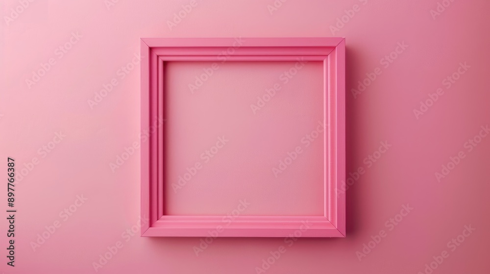 Pink empty frame on pastel background Flat lay top view minimal design Pink empty frame on pastel background Flat lay top view minimal design