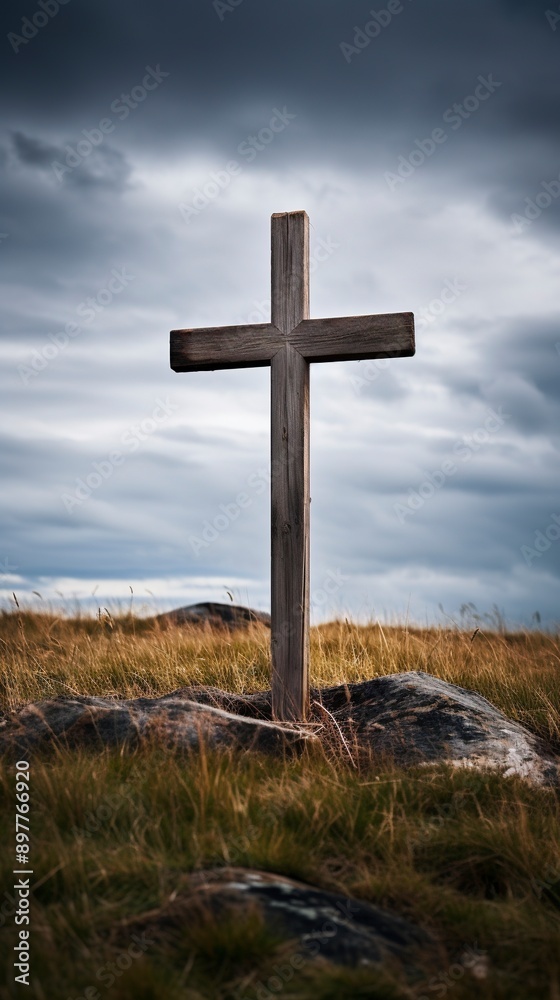 wooden cross with blurred background, generative ai wooden cross with blurred background, generative ai