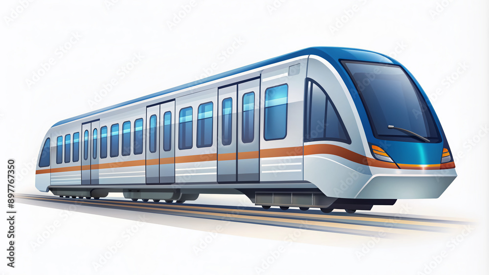 Modern sleek metro railway icon illustration on a clean white background, symbolizing urban transportation, efficiency, and high-tech infrastructure development. Modern sleek metro railway icon illustration on a clean white background, symbolizing urban transportation, efficiency, and high-tech infrastructure development.