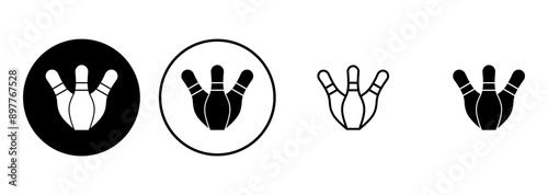 Bowling icon set. bowling ball and pin icon. bowling pins