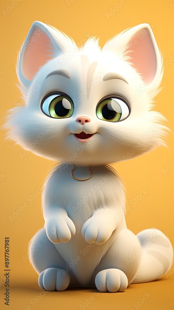 cute cat cartoon 3d render with one color background, generative ai cute cat cartoon 3d render with one color background, generative ai