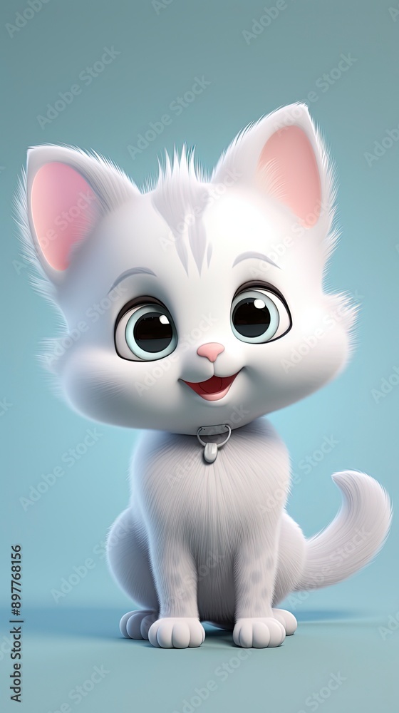 cute cat cartoon 3d render with one color background, generative ai cute cat cartoon 3d render with one color background, generative ai