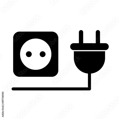 Electric plug and socket icon. Vector illustration.
