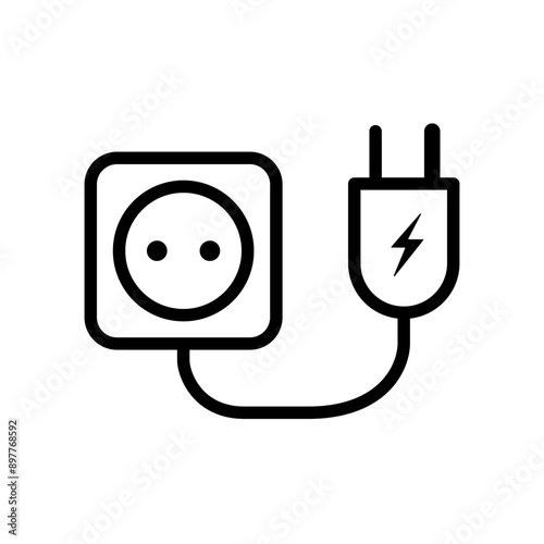 Electric plug and socket icon. Vector illustration.