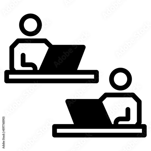 Icon of Person working from home on the computers