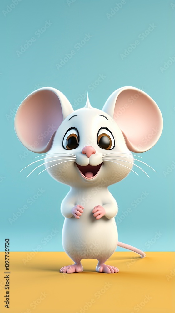 cute mouse cartoon 3d render with one color background, generative ai cute mouse cartoon 3d render with one color background, generative ai