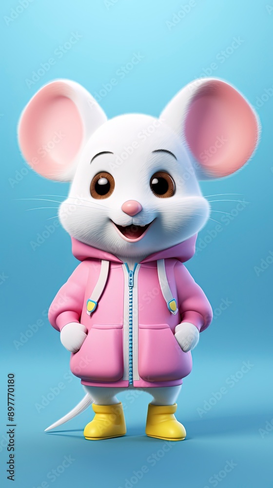cute mouse cartoon 3d render with one color background, generative ai cute mouse cartoon 3d render with one color background, generative ai