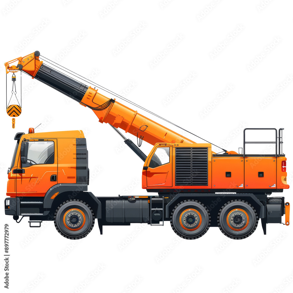 Heavy Duty Crane: A powerful orange crane with a long reach and sturdy build, ready for heavy lifting tasks. This image symbolizes strength, precision, and construction efficiency. Heavy Duty Crane: A powerful orange crane with a long reach and sturdy build, ready for heavy lifting tasks. This image symbolizes strength, precision, and construction efficiency.